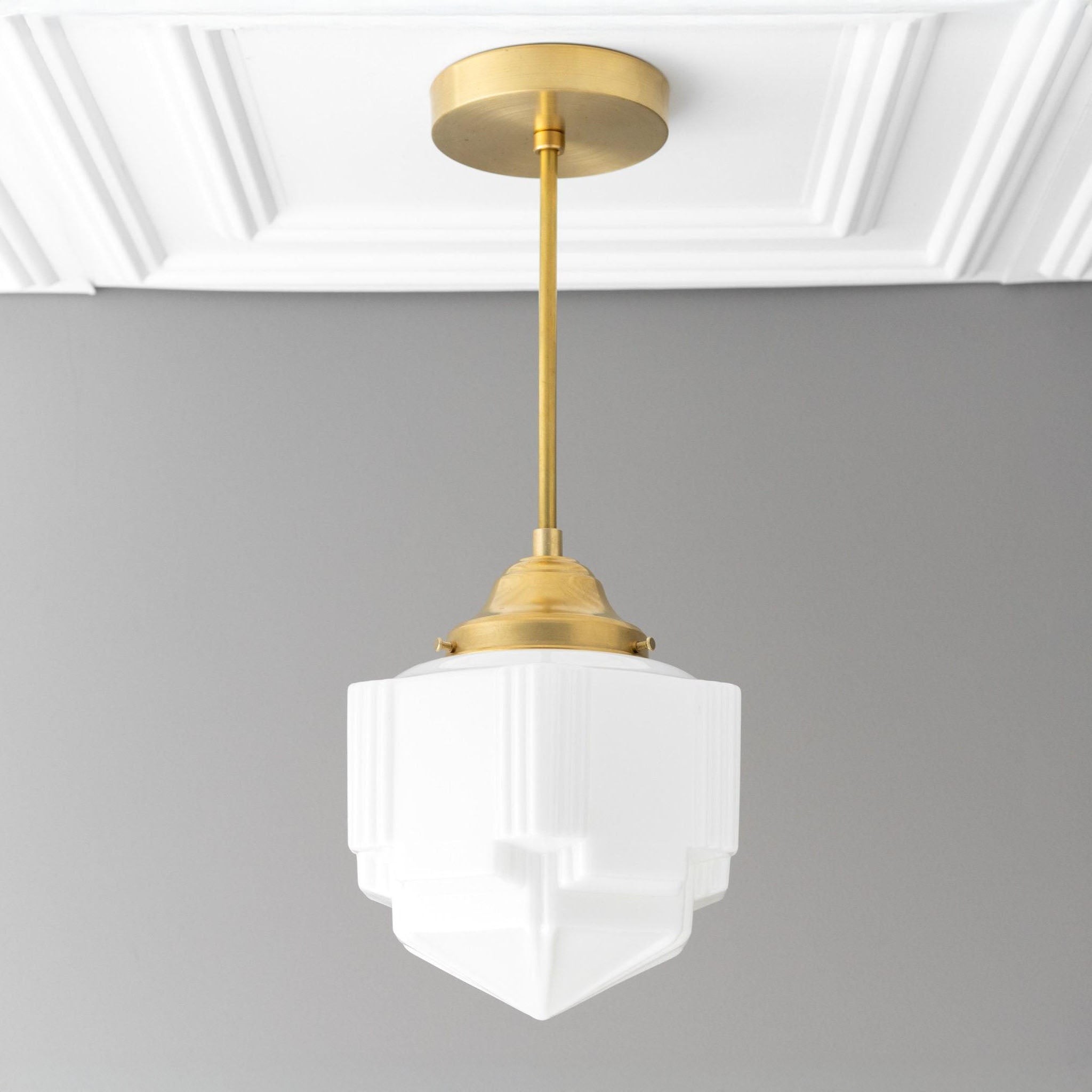 Geotower Glazen Moderne Hanglamp - Wolkenkrabber Design - Afwerking van Messing, Zwart of Nikkel HL1702