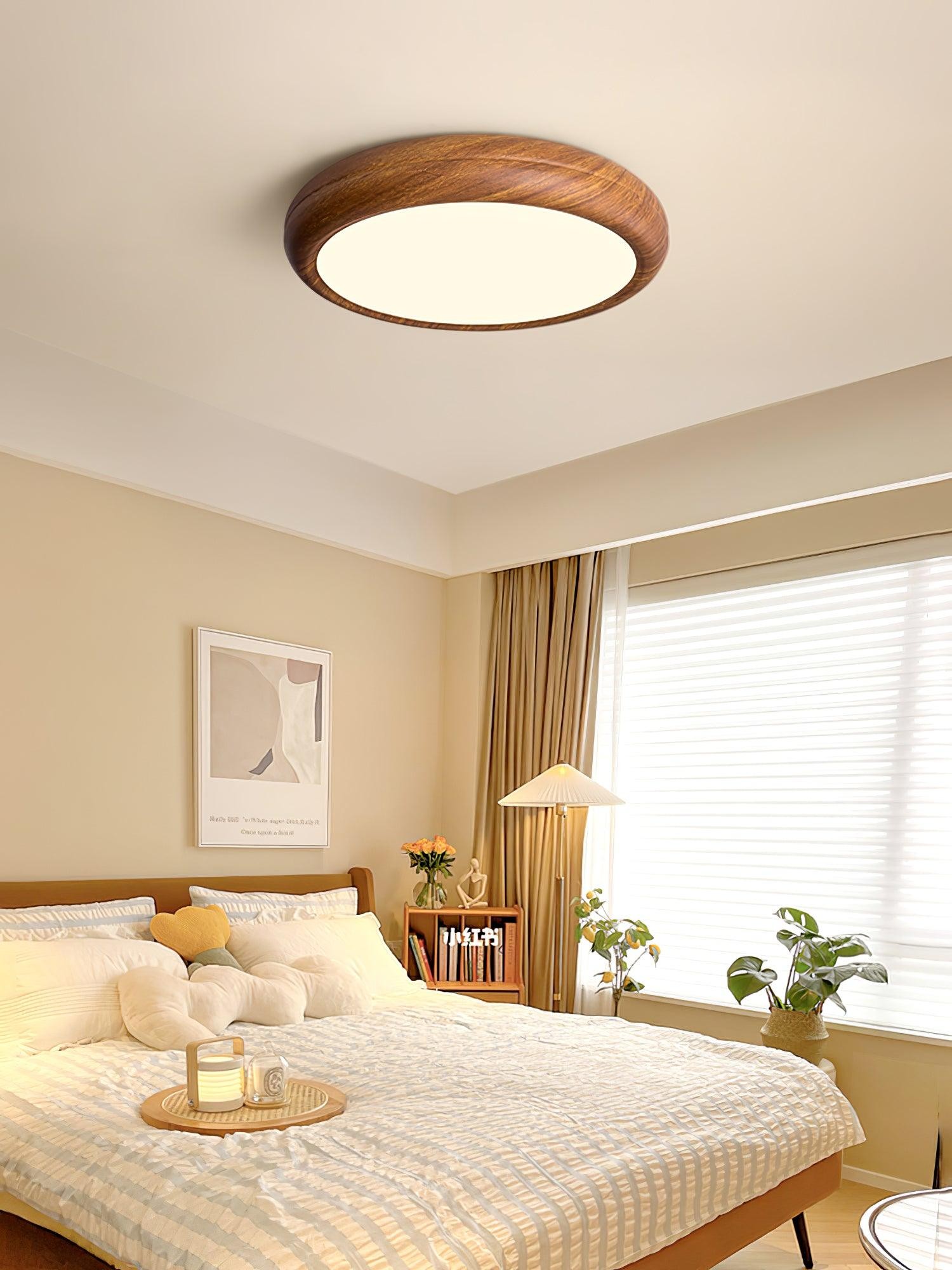 Ronde plafondlamp met houtnerf HL825