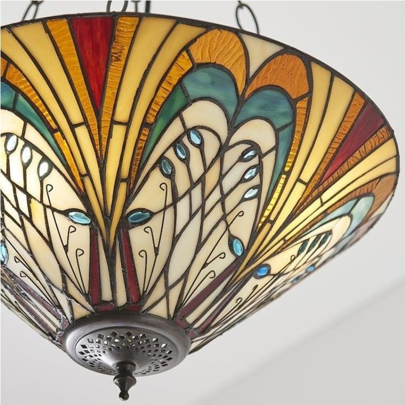 TF Hector Plafondlamp - Handgemaakt glas-in-lood design, half-inbouw of hanglamp voor thuis HL2217