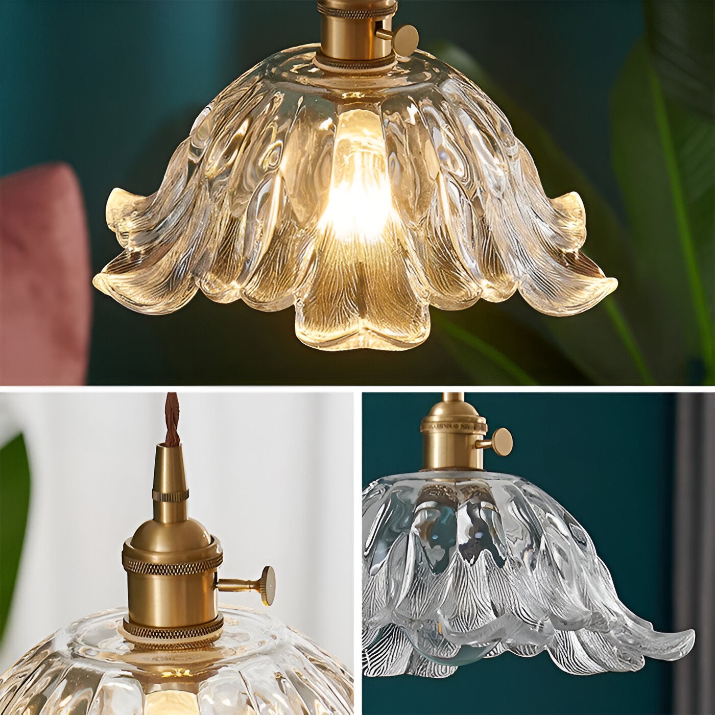 Retro Franse bloemen glazen hanglamp HL1275