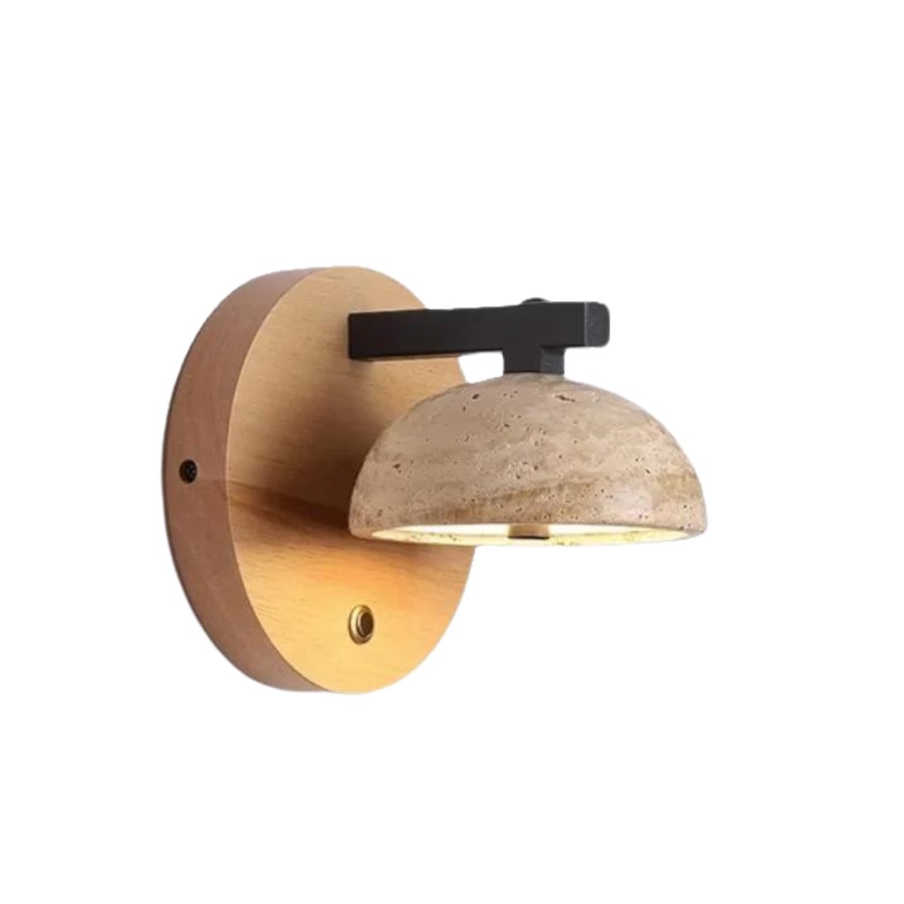 De charmante wandlamp HL3412 van travertijn