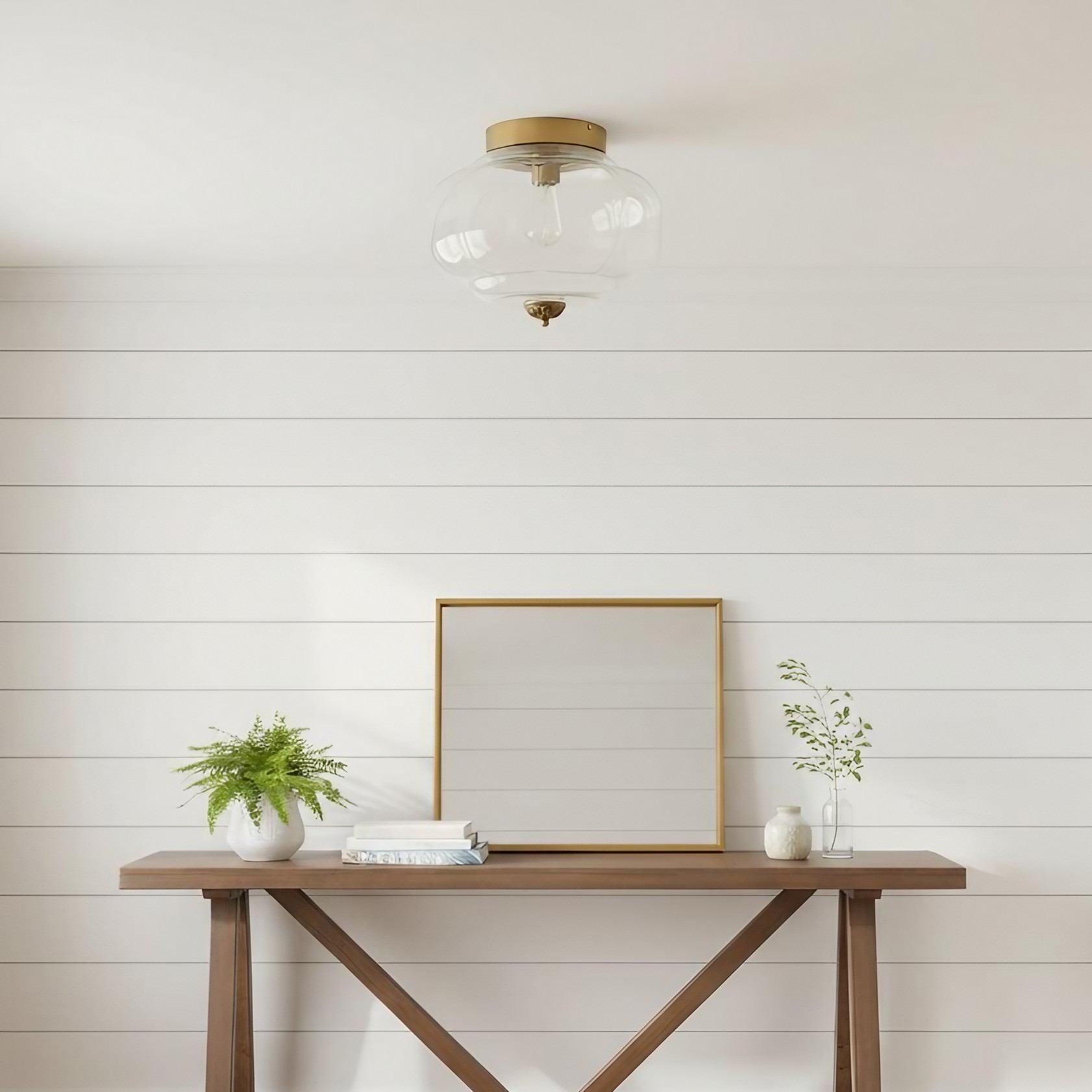 Eloise Retro Melkglas Semi-inbouw Plafondlamp HL948