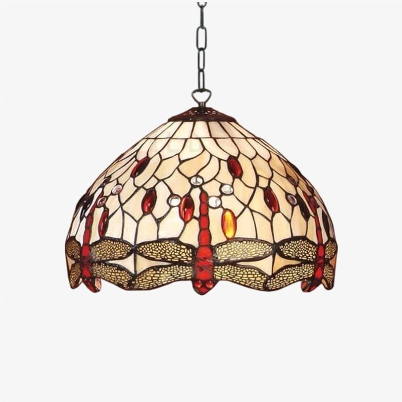 TF Dragonfly Tiffany hanglamp - Art Nouveau hanglamp met glas-in-lood voor de woonkamer HL2045