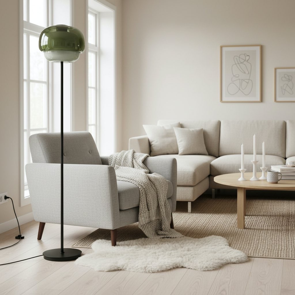 Clinco Moderne Paddestoel Vloerlamp - Gekleurde Glazen Bollamp voor Woonkamers HL1778