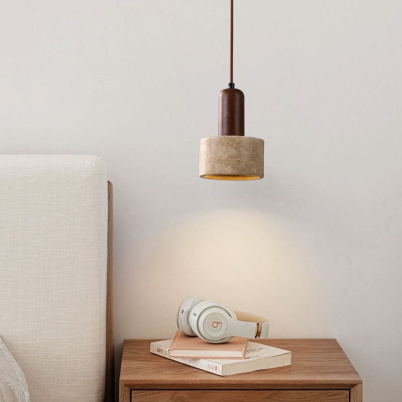 Traditionele Japanse Travertijn Houten Hanglamp HL869