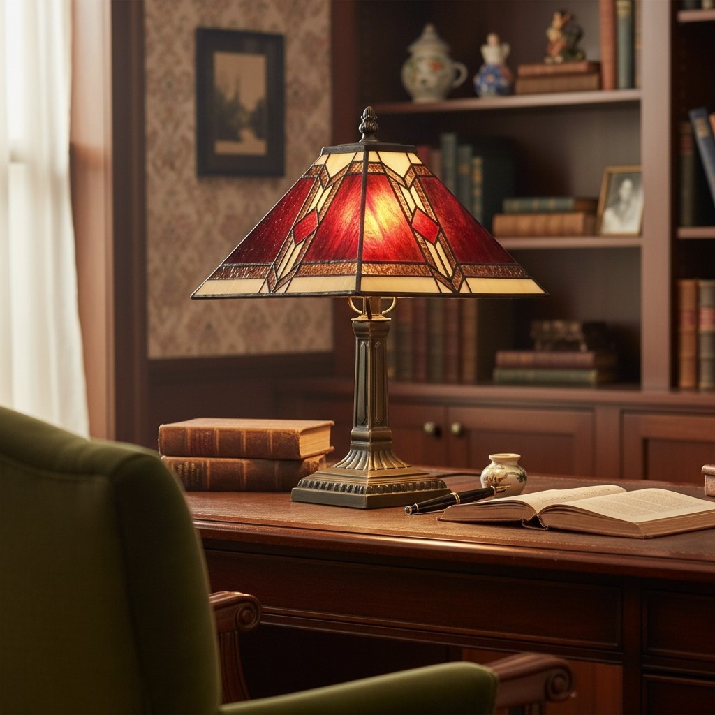 TiffStar Glas-in-lood Tafellamp - Vintage Glas-in-lood Stijl Geschikt voor Slaapkamers en Woonkamers HL2240