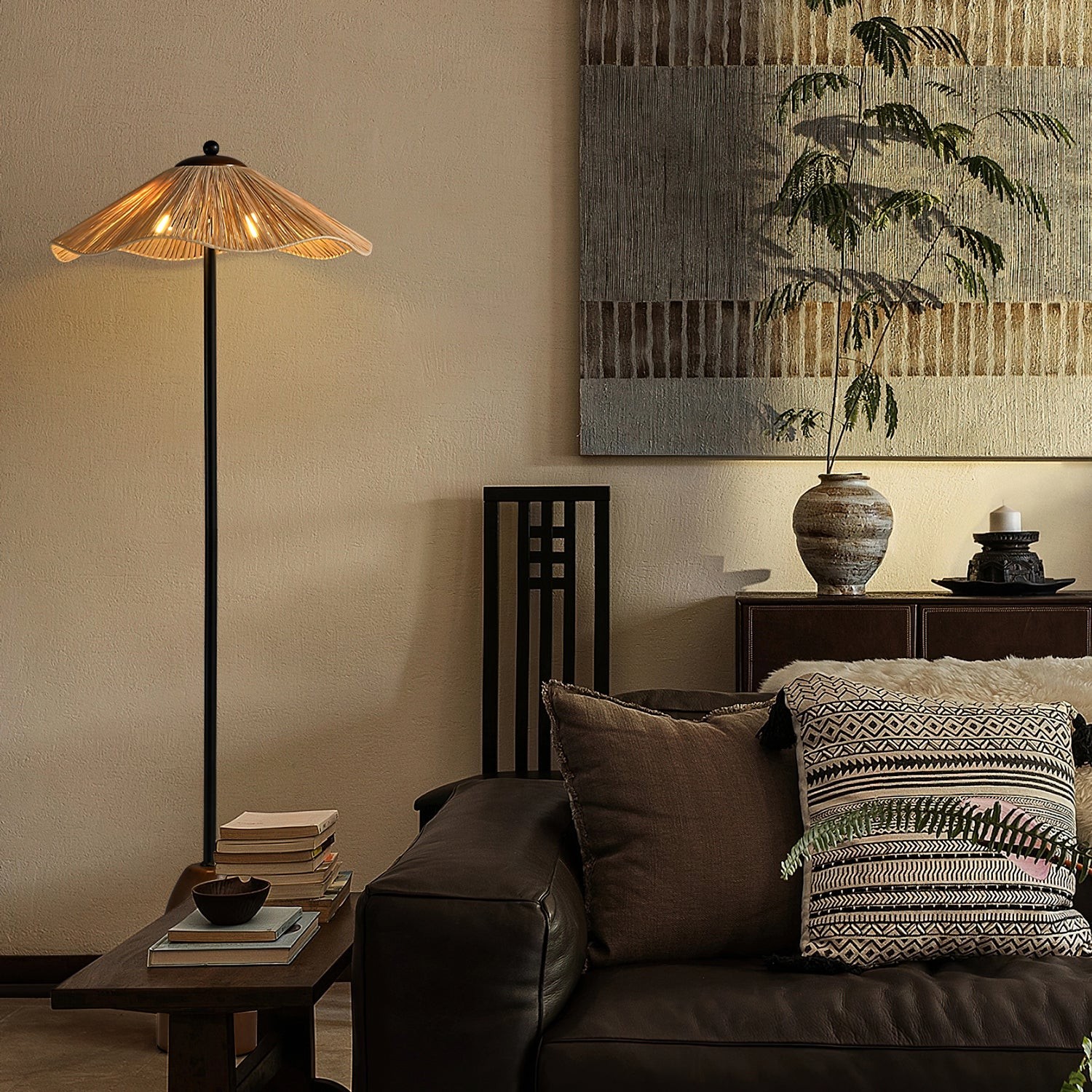 Retro strohoed vloerlamp HL1184