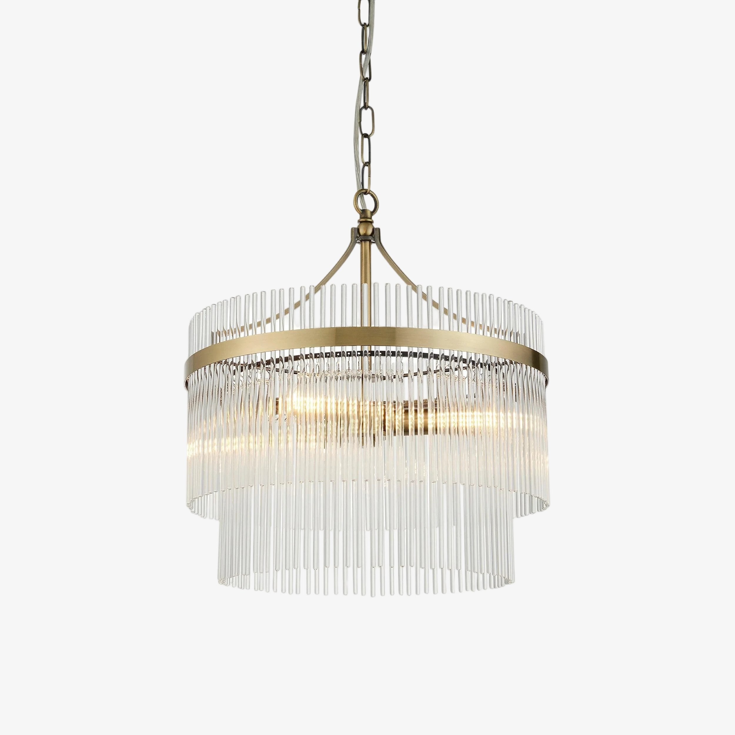 Elegante hanglamp met 3 glazen staven - vintage messing afwerking HL1817