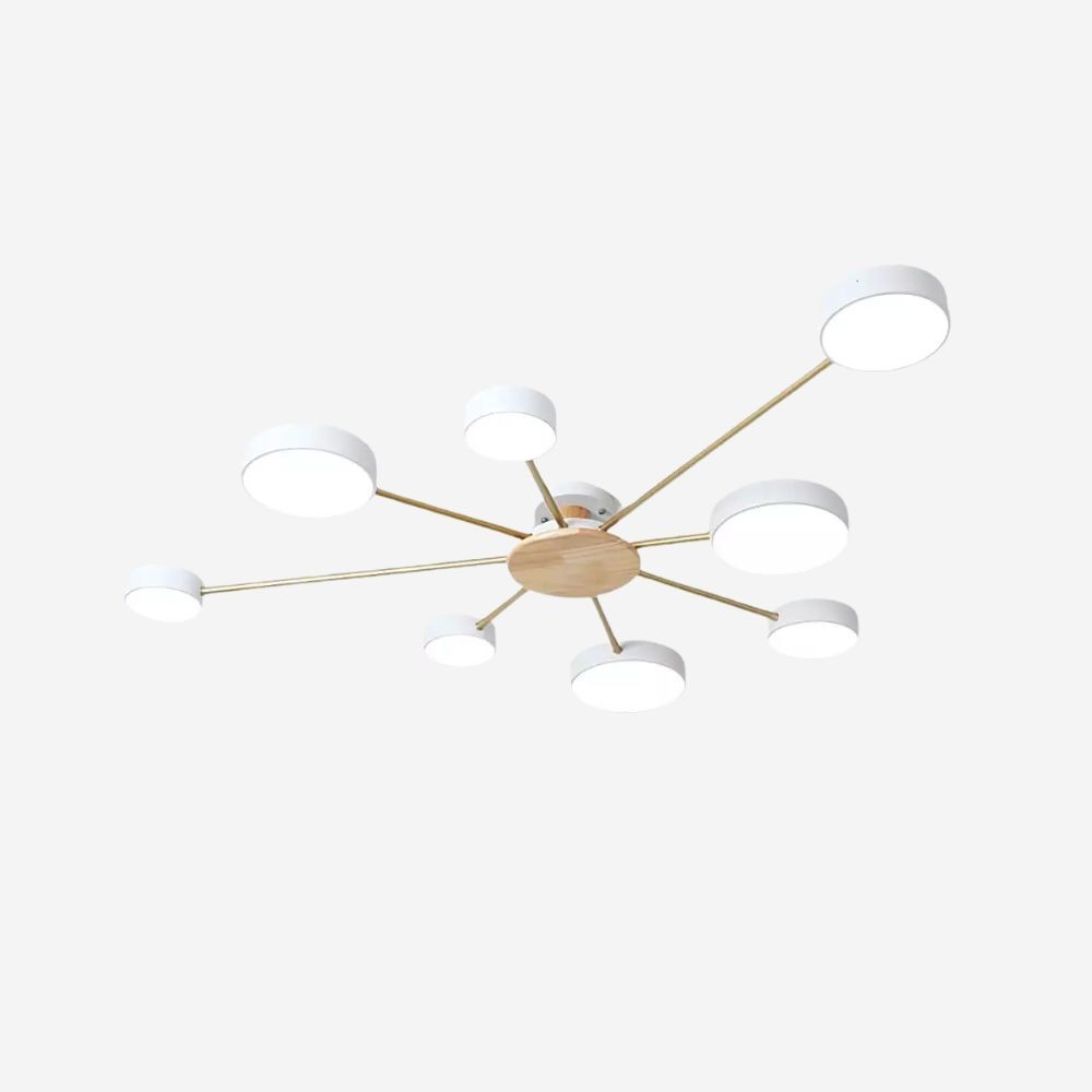 Moderne plafondlamp met takkenschijf - LED-lamp van hout voor eetkamer HL1345