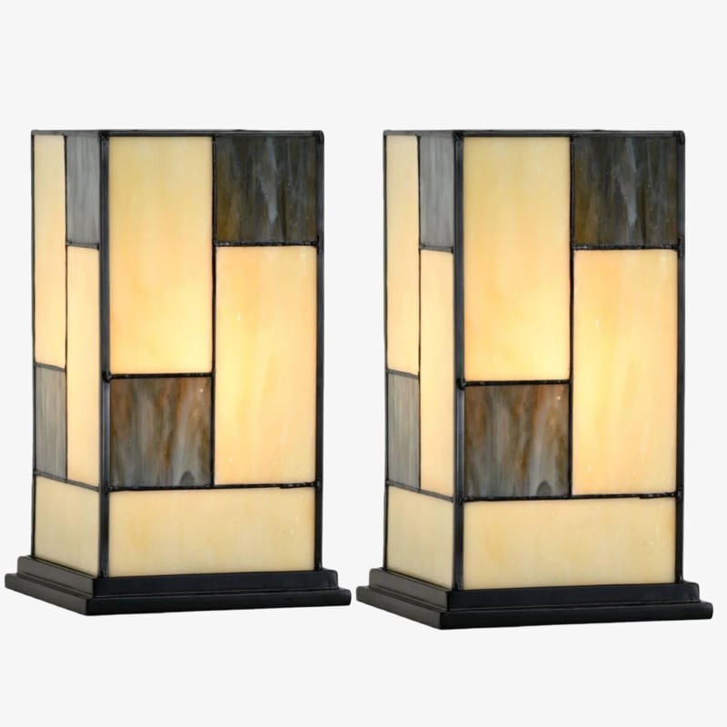 TF Manchester vierkante tafellamp - Klassiek glas voor woonkamer en slaapkamer HL2218