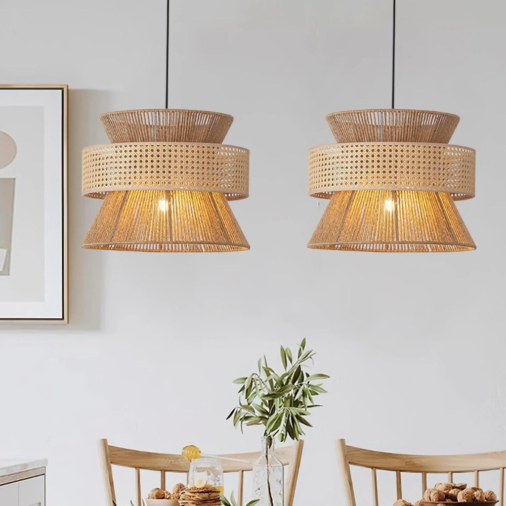 Handgeweven henneptouw rotan hanglamp HL3366