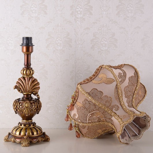 Traditionele Europese roze patroon lampenkap tafellamp HL873