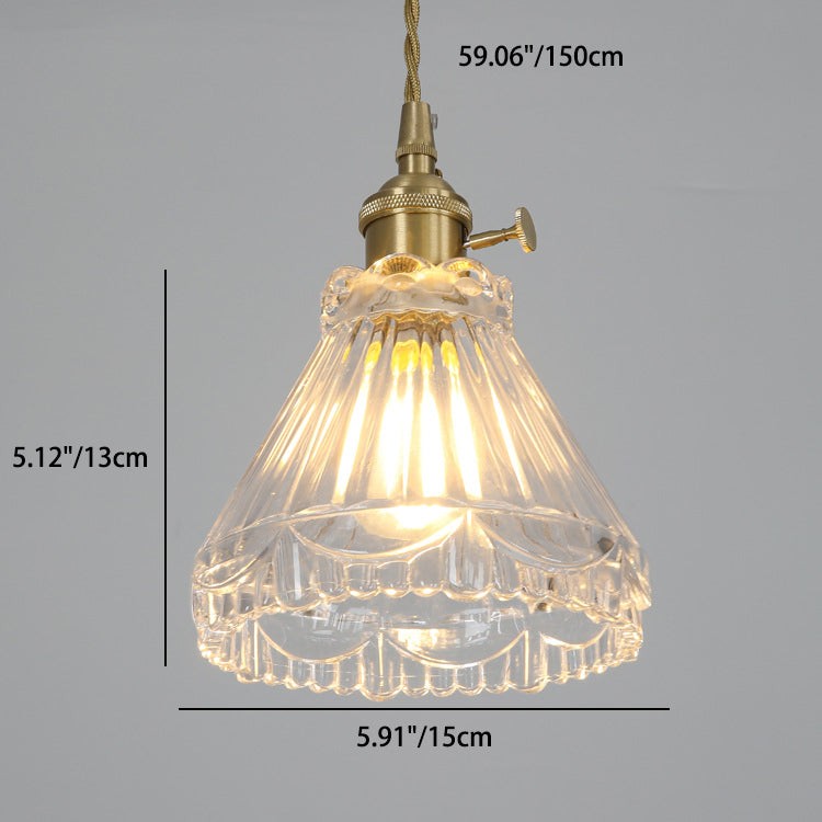 Traditionele Japanse messing walnoot glazen keramische cilinder conische bloemkom hanglamp HL1404