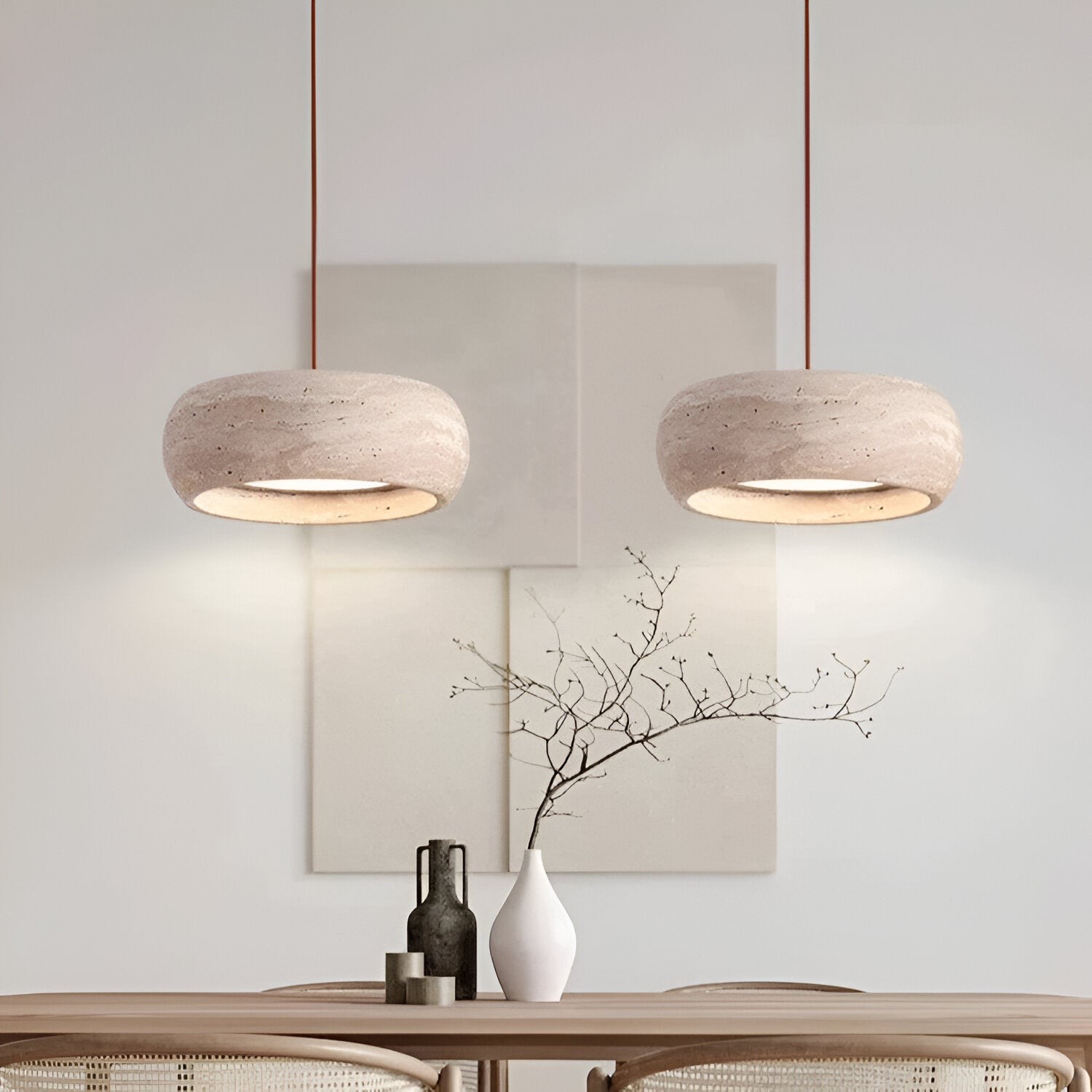 Hanglamp HL3487 in Wabi Sabi-stijl met travertijnsteen