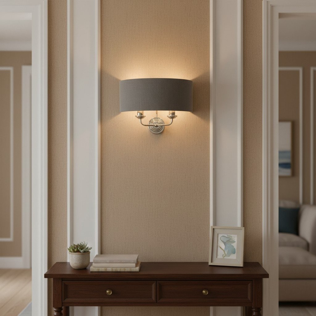 Tela Classic wandlamp met stoffen kap - Elegante wandlamp met metalen afwerking voor woonkamer/slaapkamer HL2025