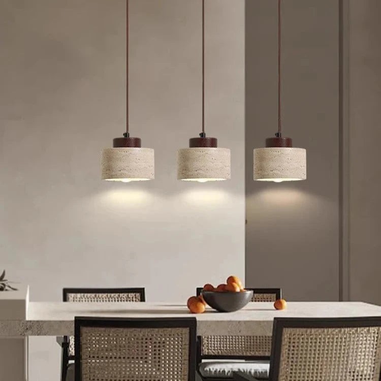 Scandinavische minimalistische hanglamp van travertijn met transparante afwerking HL3467