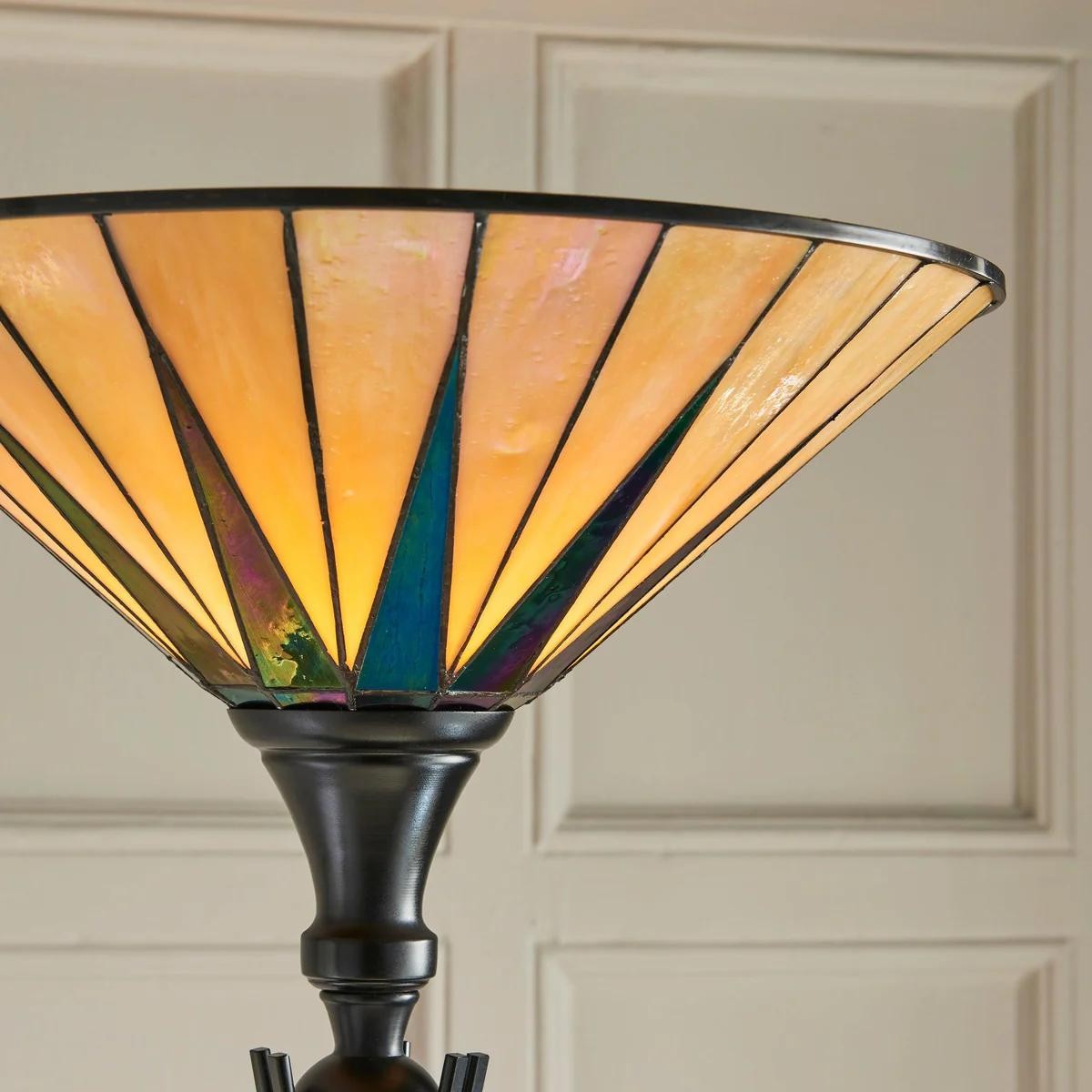 TF Dark Star Staande Lamp met Sterpatroon van Gebrandschilderd Glas - Uplighter in Tiffany-stijl voor Woonkamers HL2225