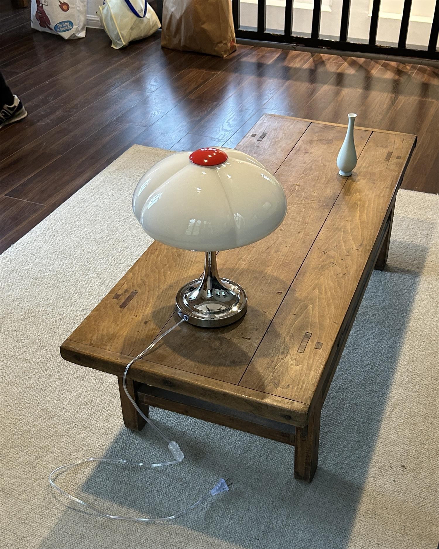 Crèmekleurige glazen paddestoel tafellamp HL883