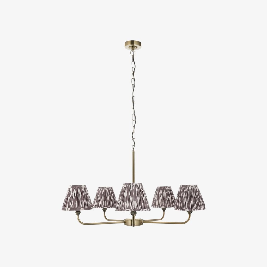 Zevatik Classic kroonluchter van stof met ikat-patroon - Kroonluchter met metalen beugel HL2116