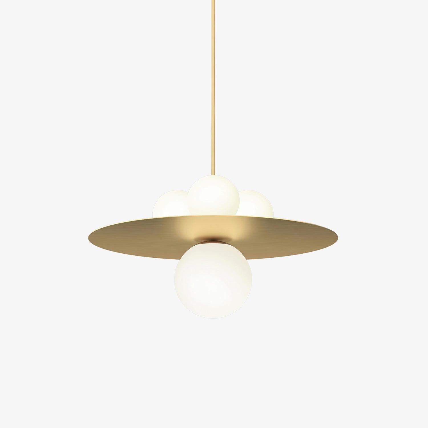 Metalen schijf met bol hanglamp HL414