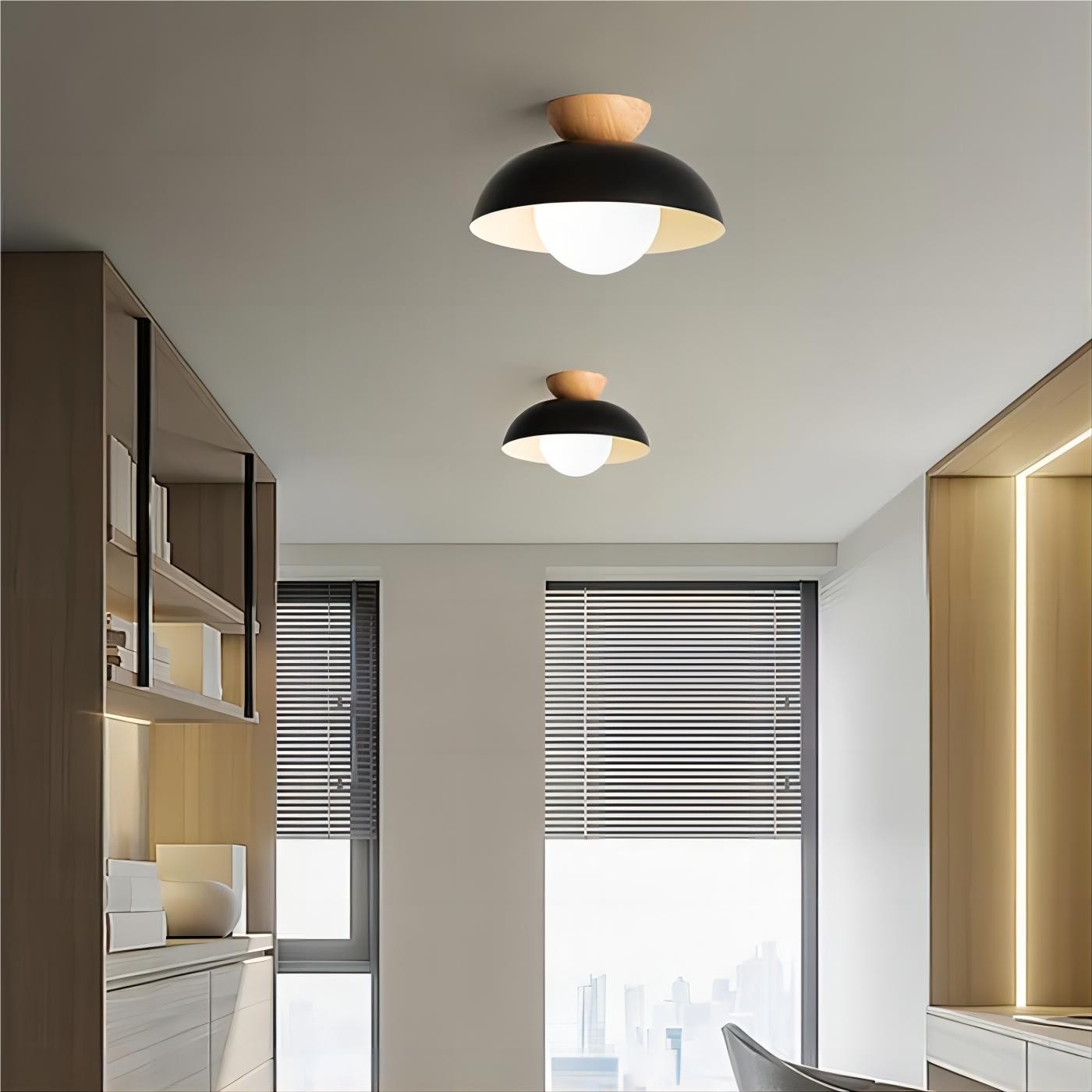Moderne semi bloemknop houten plafondlamp HL188