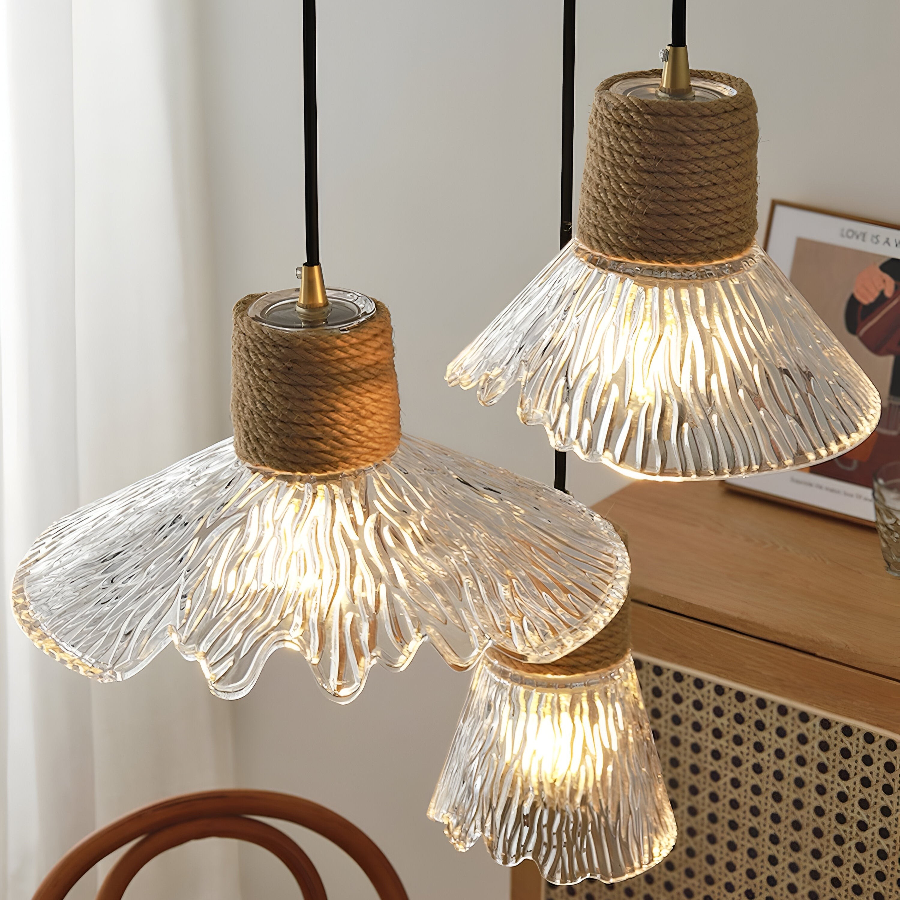 Nordic henneptouw glazen hanglamp HL1209