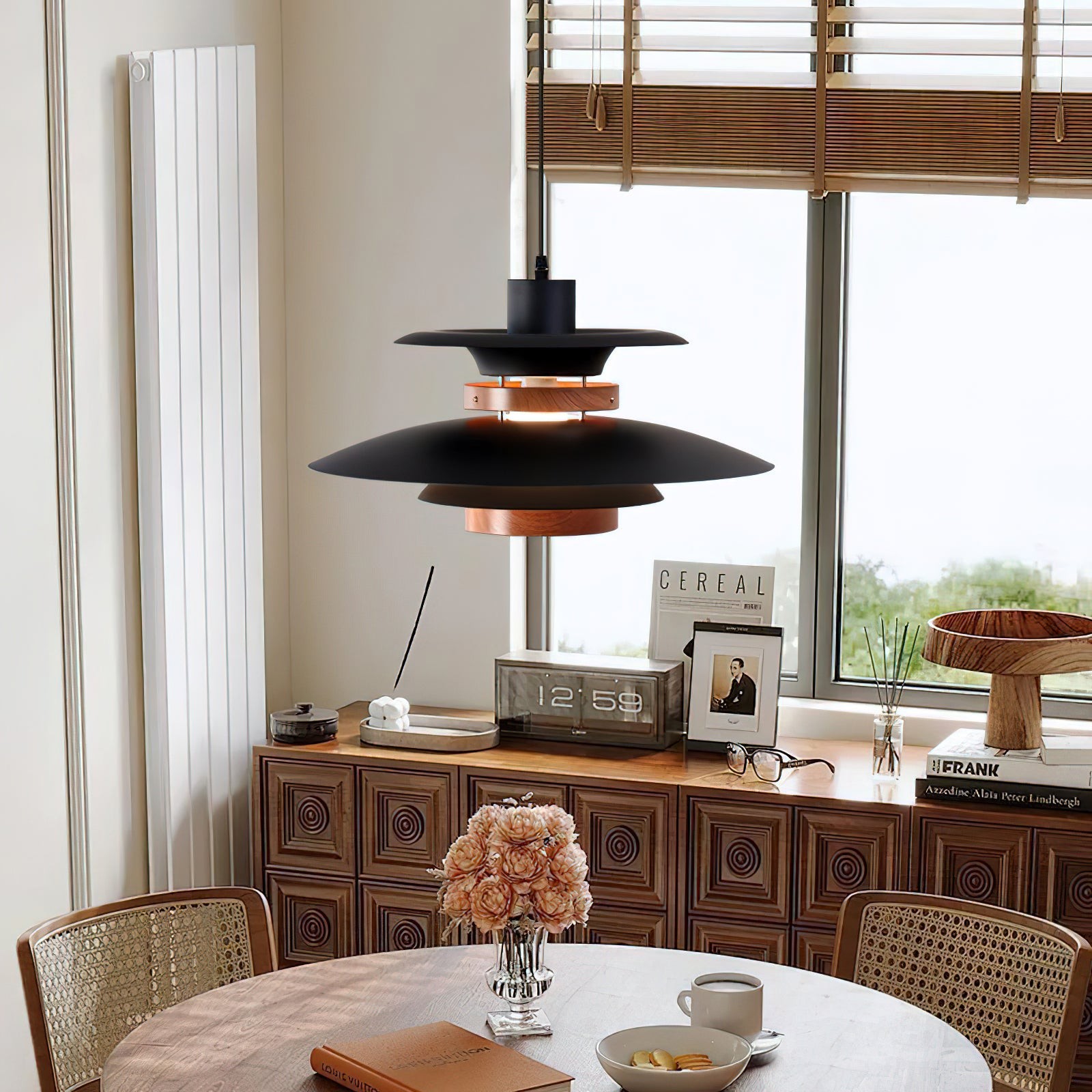 Meerlaagse houtnerf hanglamp met zwenkarm HL1088