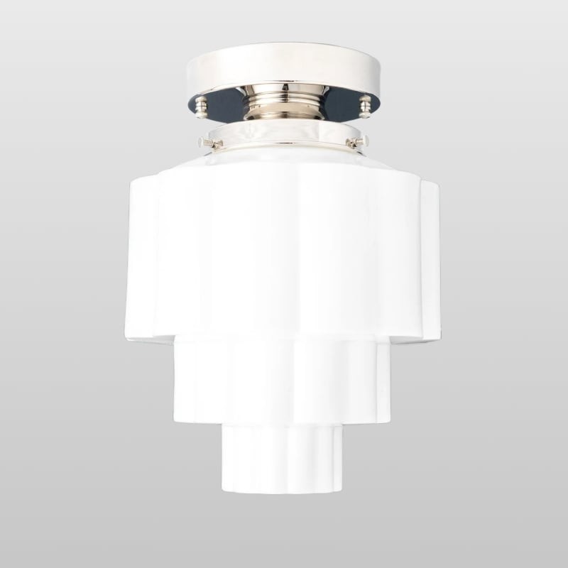 Geotower glazen plafondlamp van messing – Art Deco geribbelde bolvormige plafondlamp HL1726