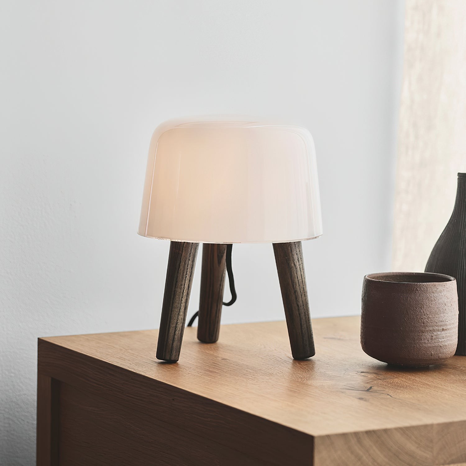 Nordic Wood Decoratieve Glazen Tafellamp Voor Slaapkamer HL709
