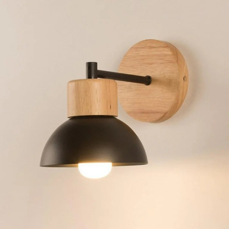 Nordic Wood Iron Shade Japandi Wandlamp HL1293