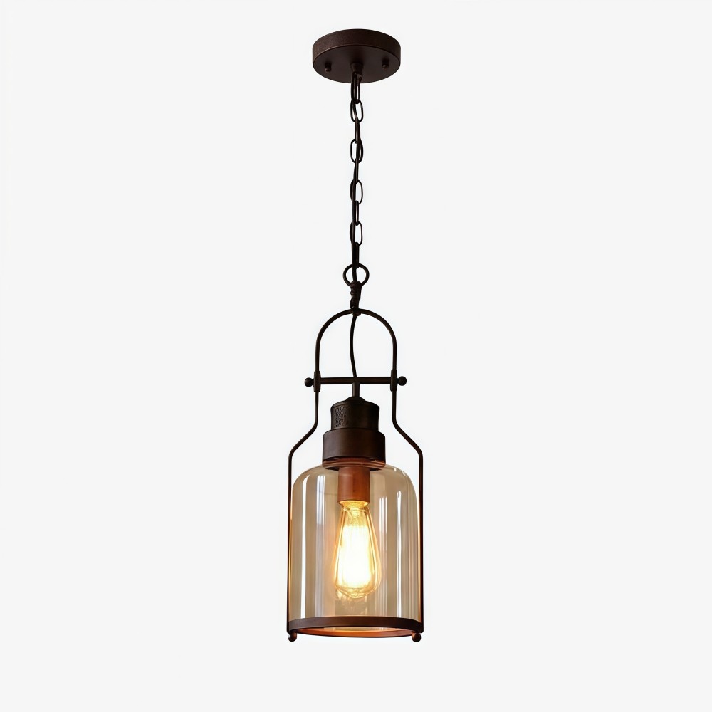 Lirra Vintage Glazen Pot Hanglamp - Industriële Metalen Hanglamp voor Keuken en Bar HL973