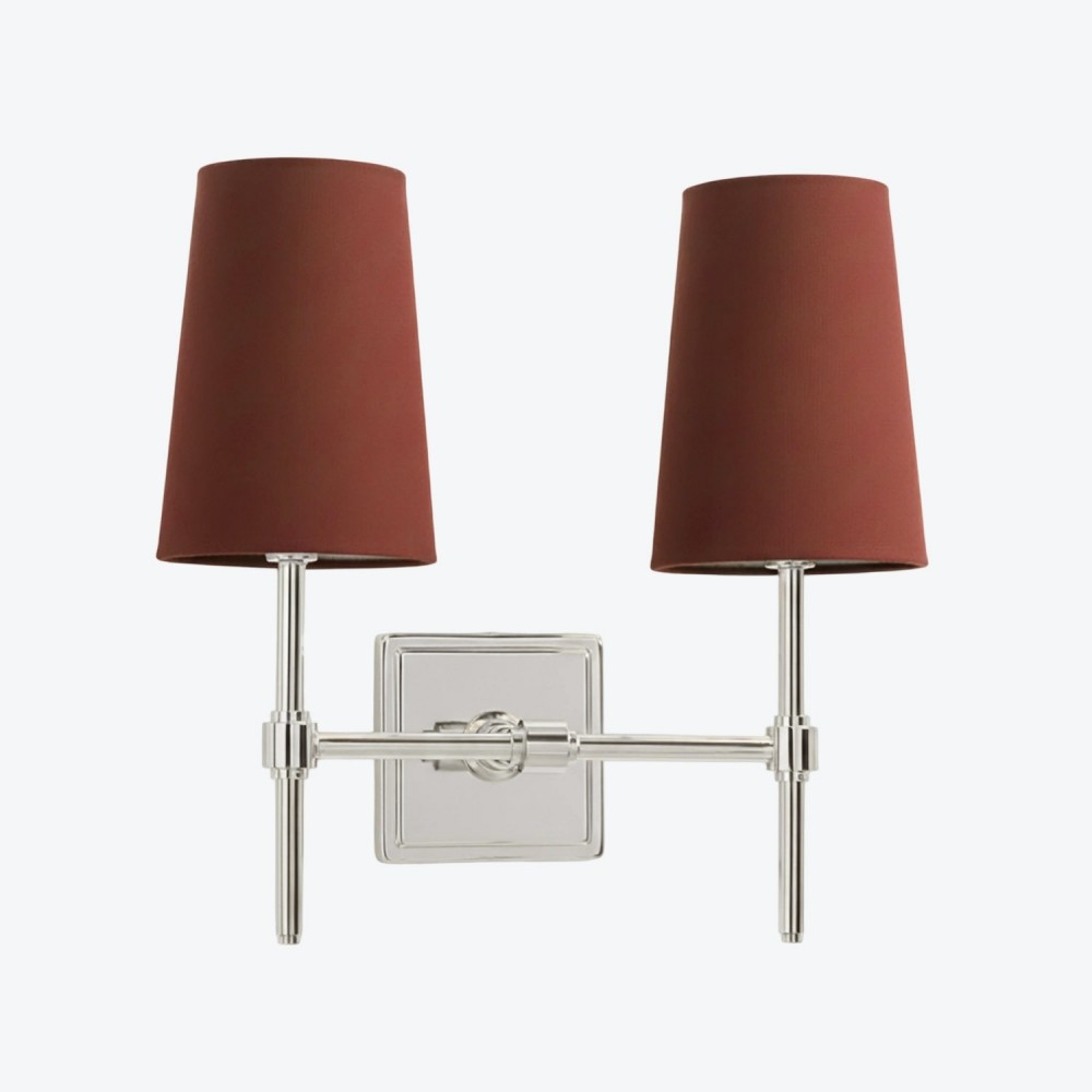 Derlina Witte Linnen Wandlamp – Retro Metalen Verlichtingsarmatuur met Meerdere Hoofden HL1433