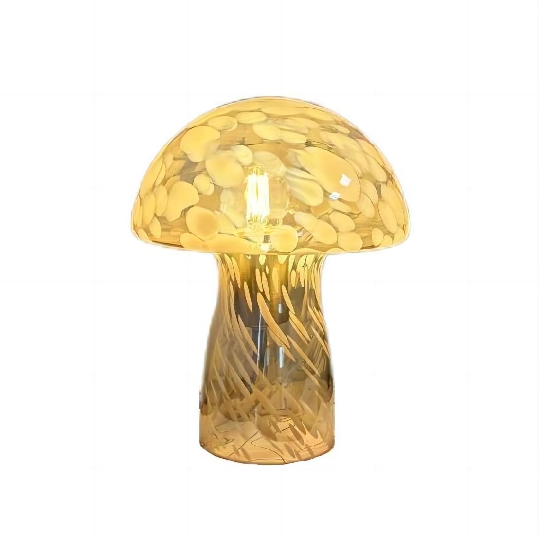 Retro Paddestoel Bruin Glazen Tafellamp HL175