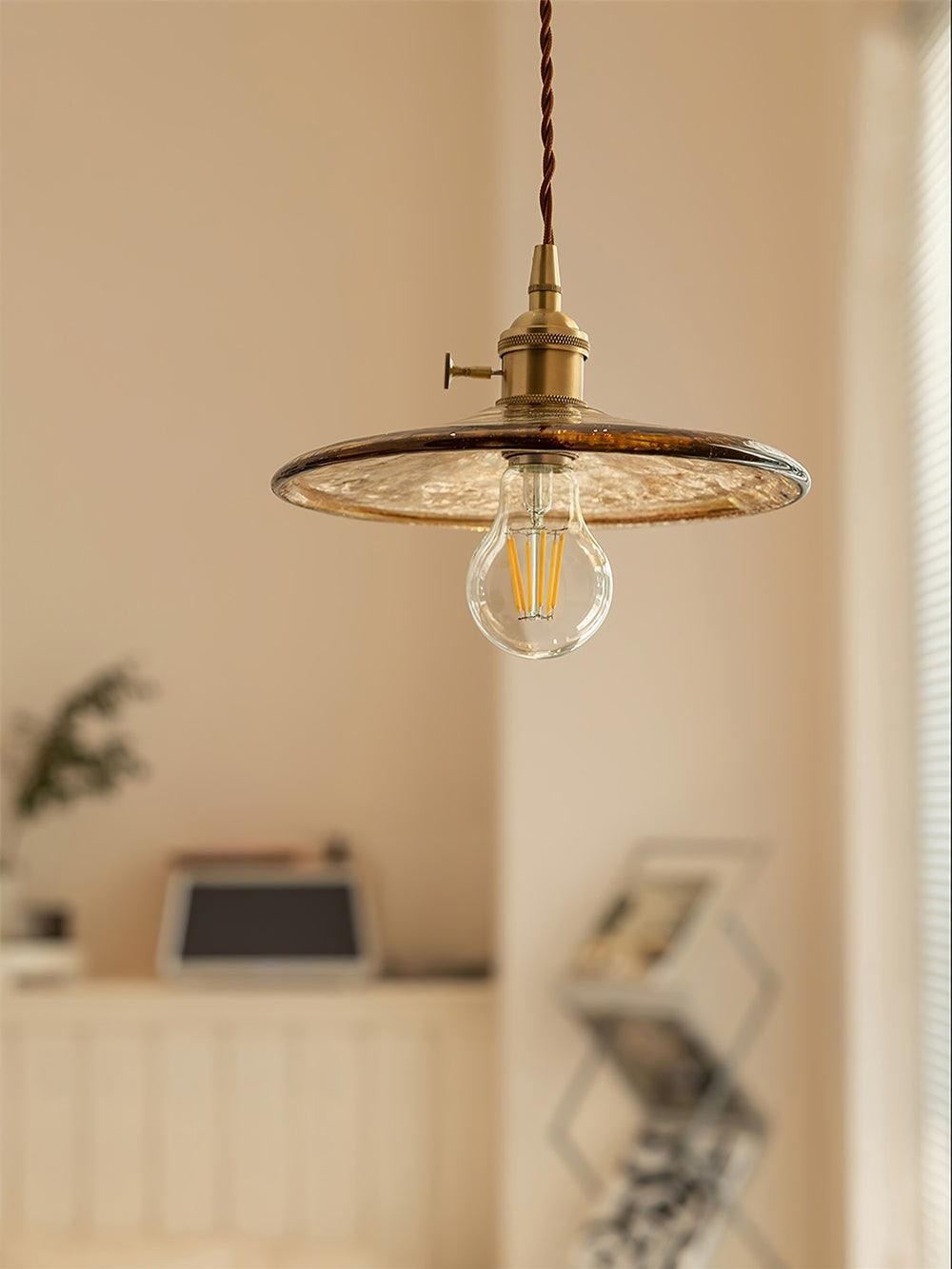 Messing Vintage Helder Glazen Hanglamp HL623