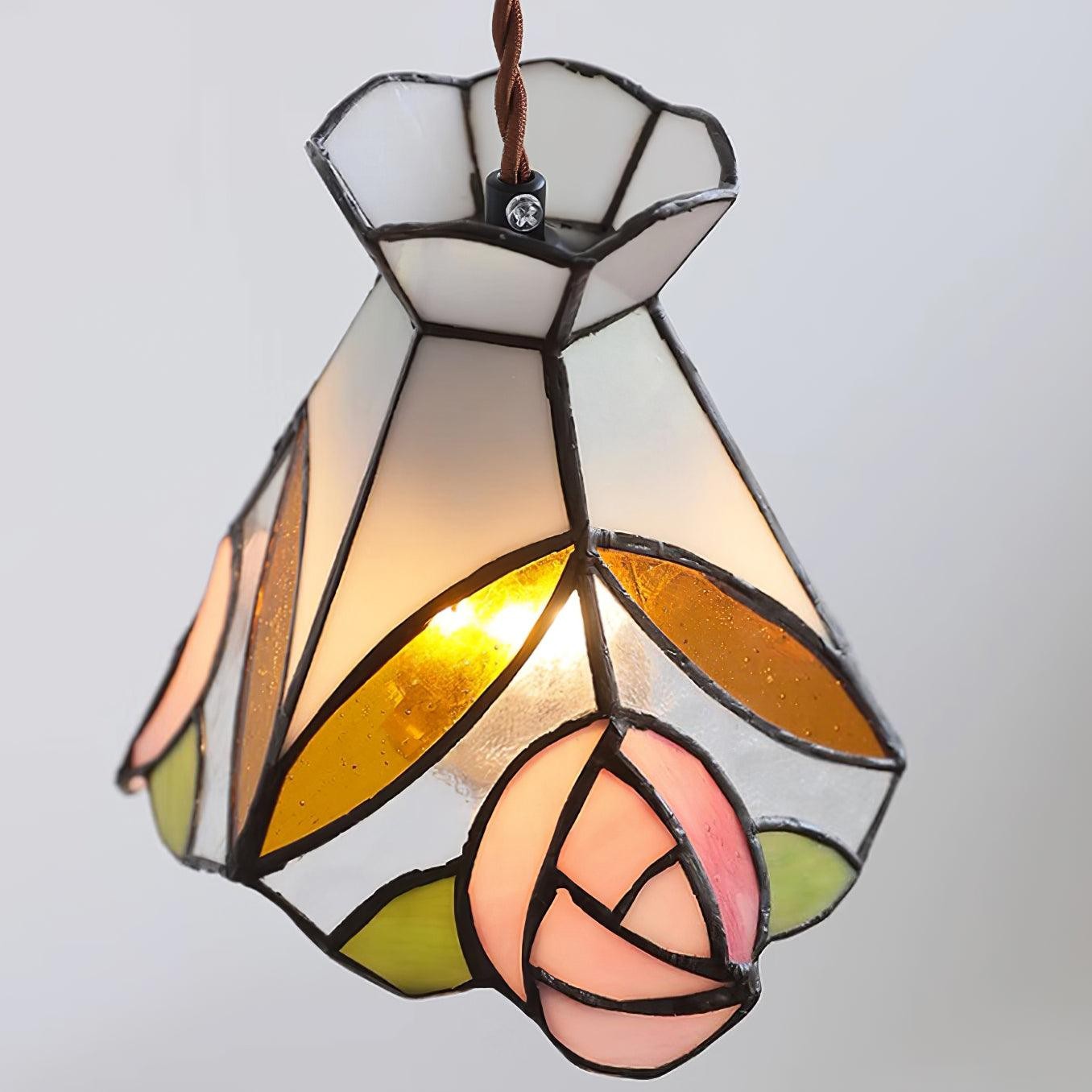 Franse Retro Rozen Glas-in-lood Hanglamp HL908