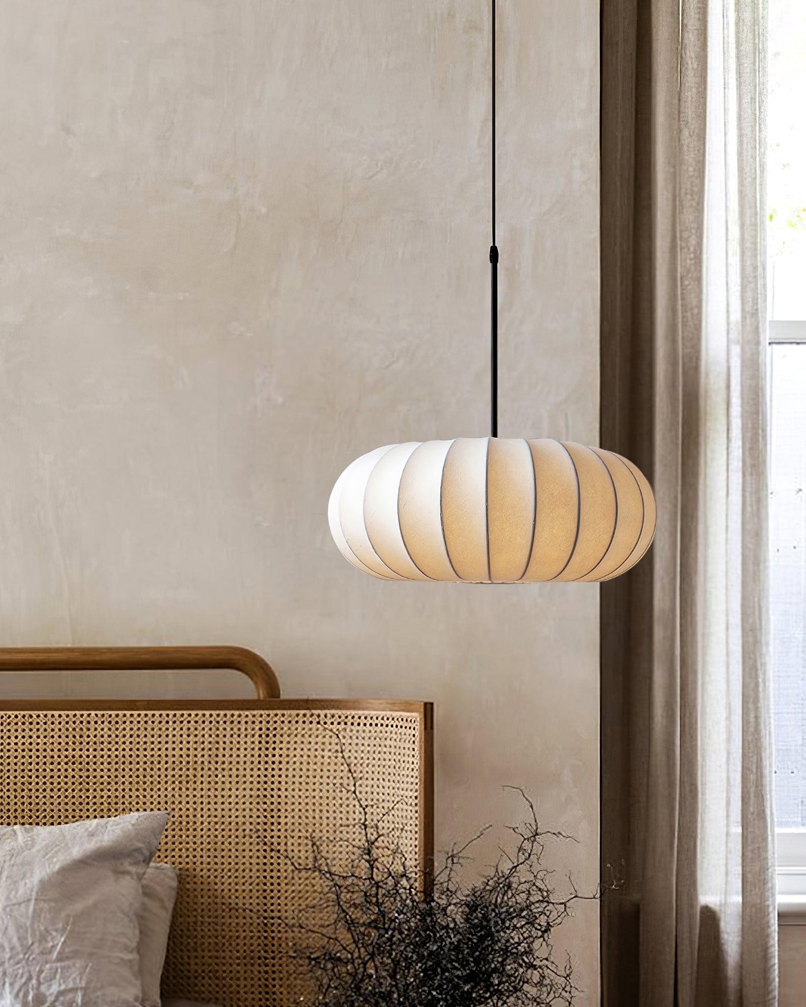 Eenvoudige Wabi-sabi witte lantaarn stoffen hanglamp HL852