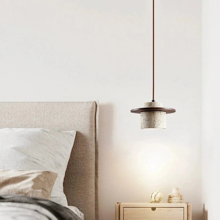 Hanglamp in Japanse vintage stijl met travertinafwerking HL3468