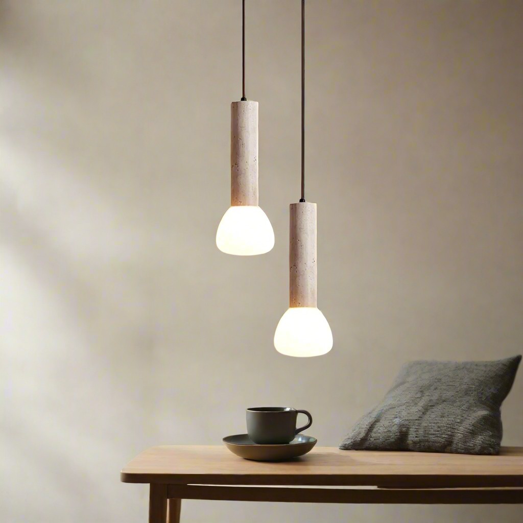 Elegante hanglamp in travertijncrème-stijl HL3473