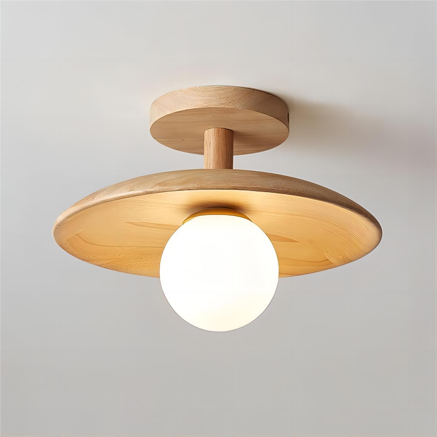 Rustieke Plafon houten glazen plafondlamp HL93
