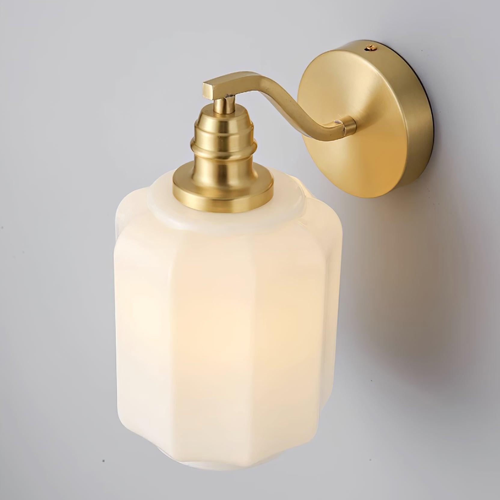 Retro wandlamp van messing en glas HL546
