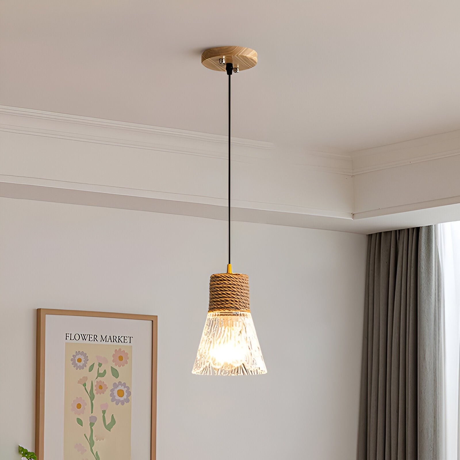 Nordic henneptouw glazen hanglamp HL1209