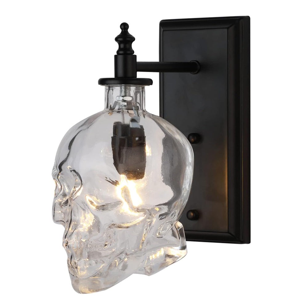 Helder glazen schedel wandlamp HL1251