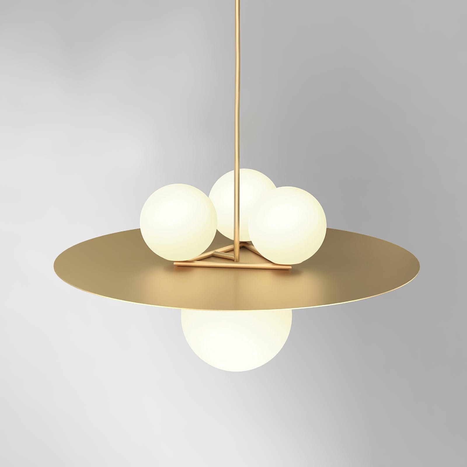 Metalen schijf met bol hanglamp HL414