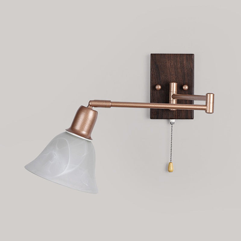 Franse ijzeren glazen bloemenwandlamp met zwenkarm en rits HL1087