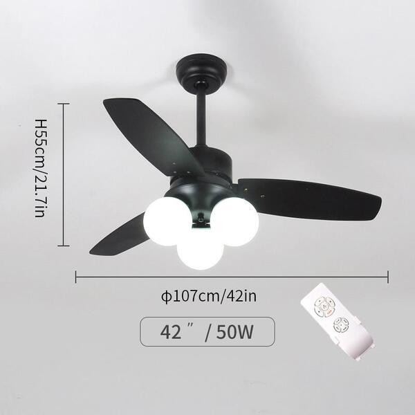 Moderne Houten Glazen Ventilator Plafondlamp HL52