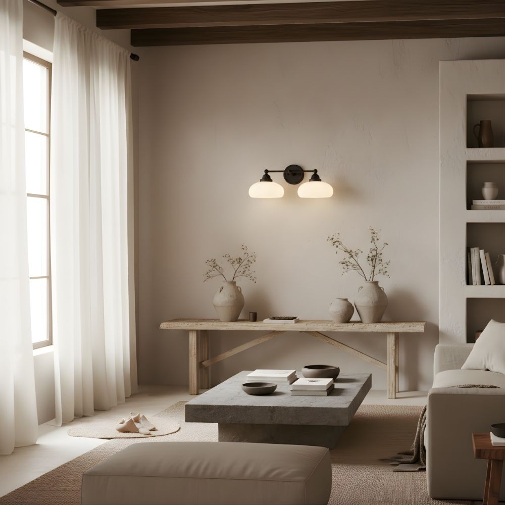 Riven wandlamp - Vintage industriële melkwitte glazen kap voor binnen HL2262