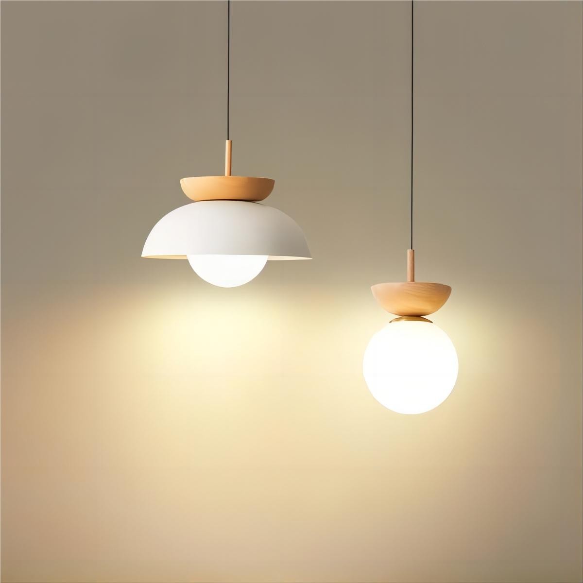 Scandinavische Semi-bol Houten Hanglamp HL100