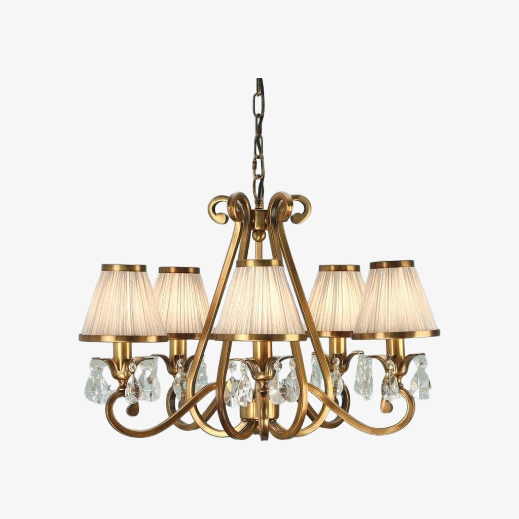 Talonis kroonluchter met meerdere lampen en stoffen armatuur - elegante gebogen metalen armen voor eet- en woonkamer HL2127