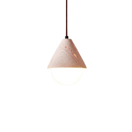 Hanglamp HL3449 van geel travertijn met crèmekleurige afwerking