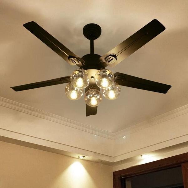 Moderne Houten Glazen Ventilator Plafondlamp HL52